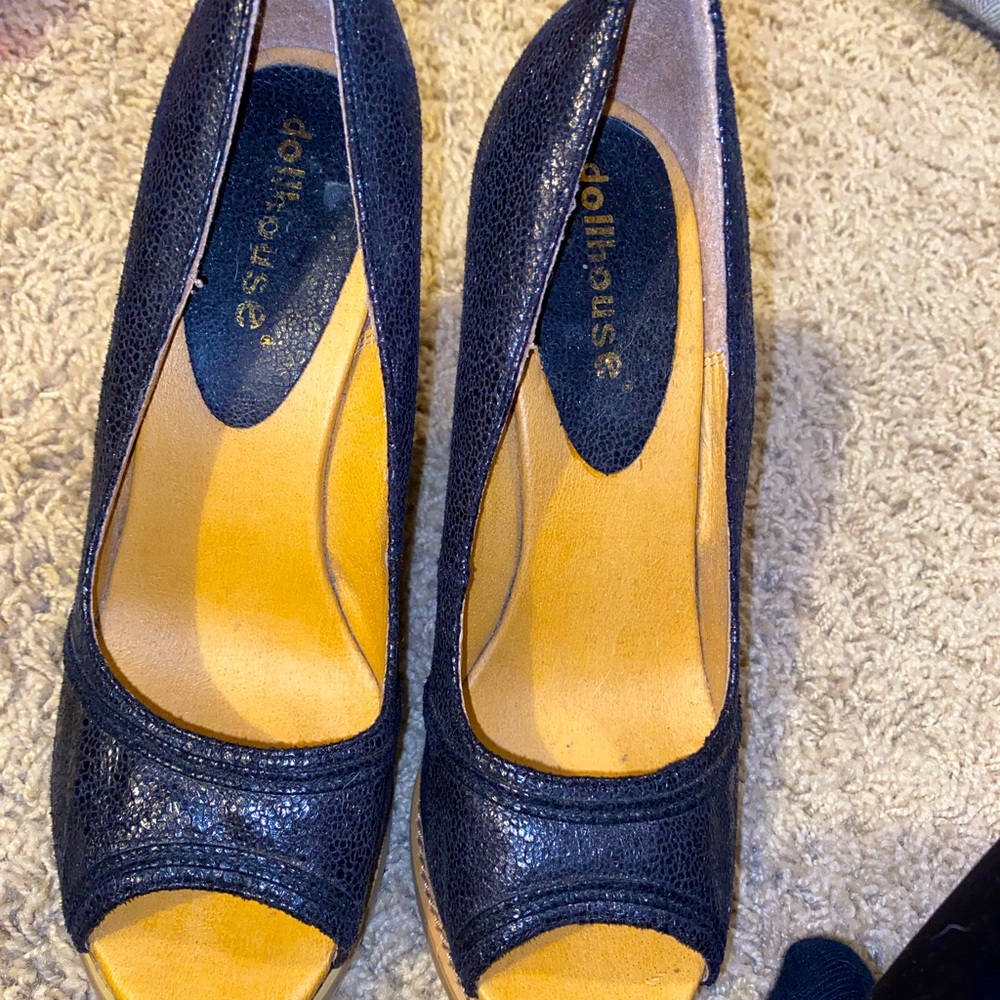 Dollhouse Dark Blue Wedges *worn twice*
